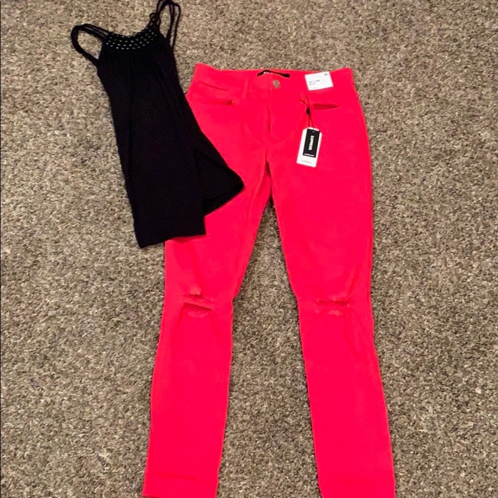 NEW Express Red Ankle Legging Mid Rise